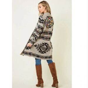 Northern Angel Cardigan Southwest Aztec Open Front Long Women's Small